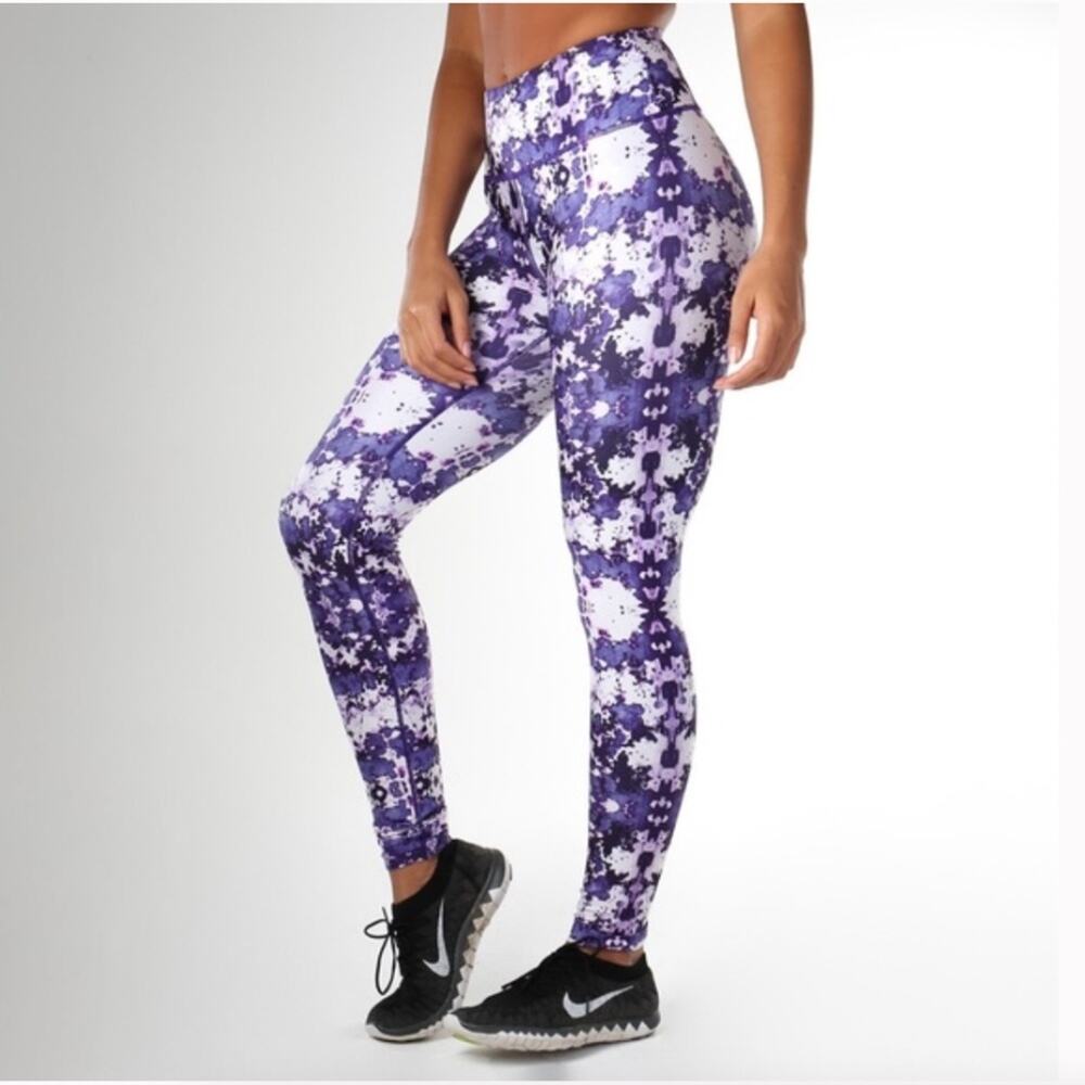 GYMSHARK Purple White Kaleidoscope Leggings Size XS